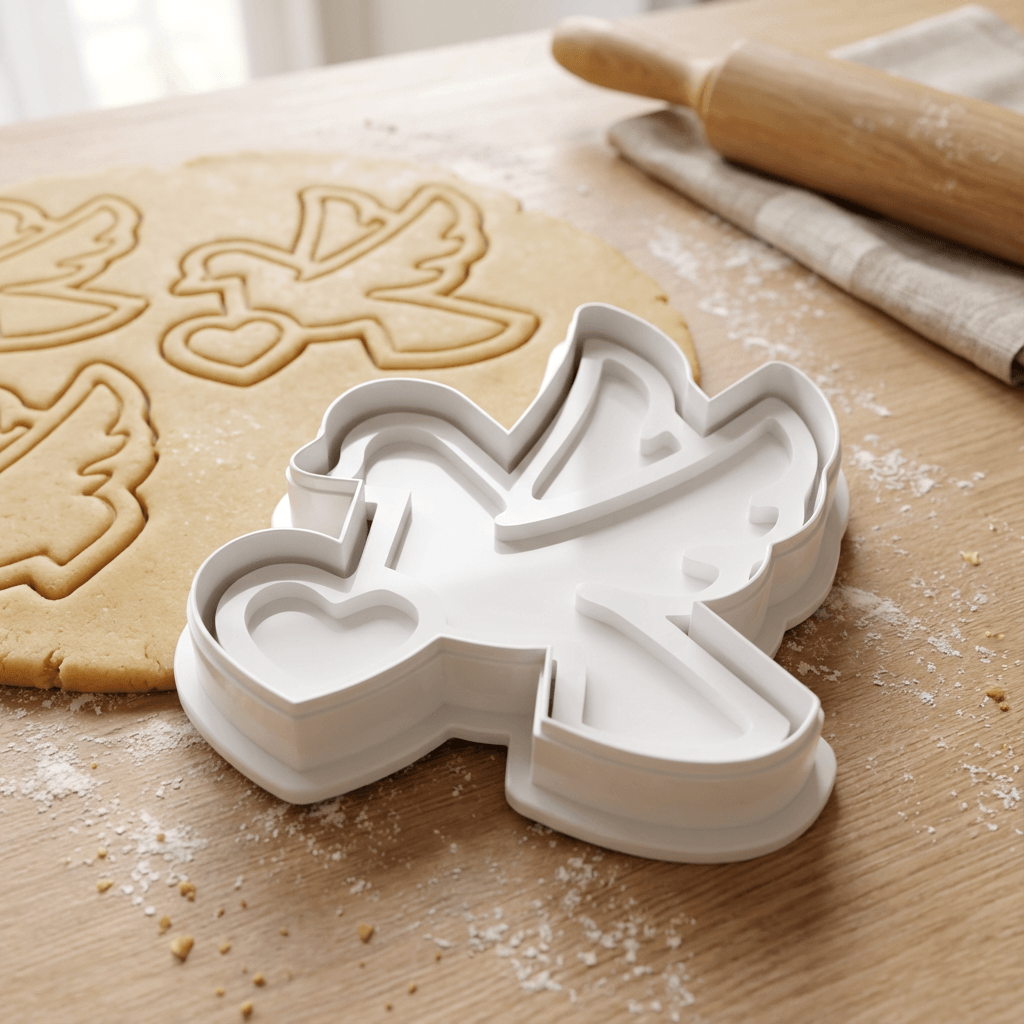 Dove Holding A Heart Cookie Cutter And Stamp 3d model