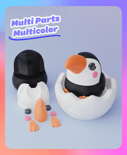 Little Toucan Clicker & Keychain (Multicolor & Separated Parts) 3d model