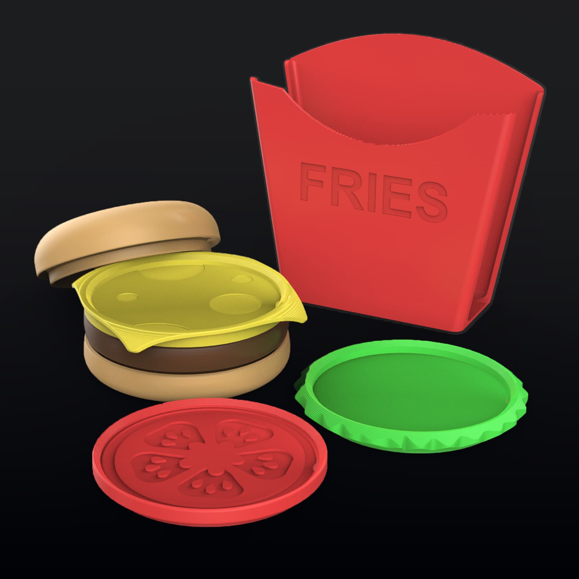 BURGER COASTER SET - STACKABLE! 3d model