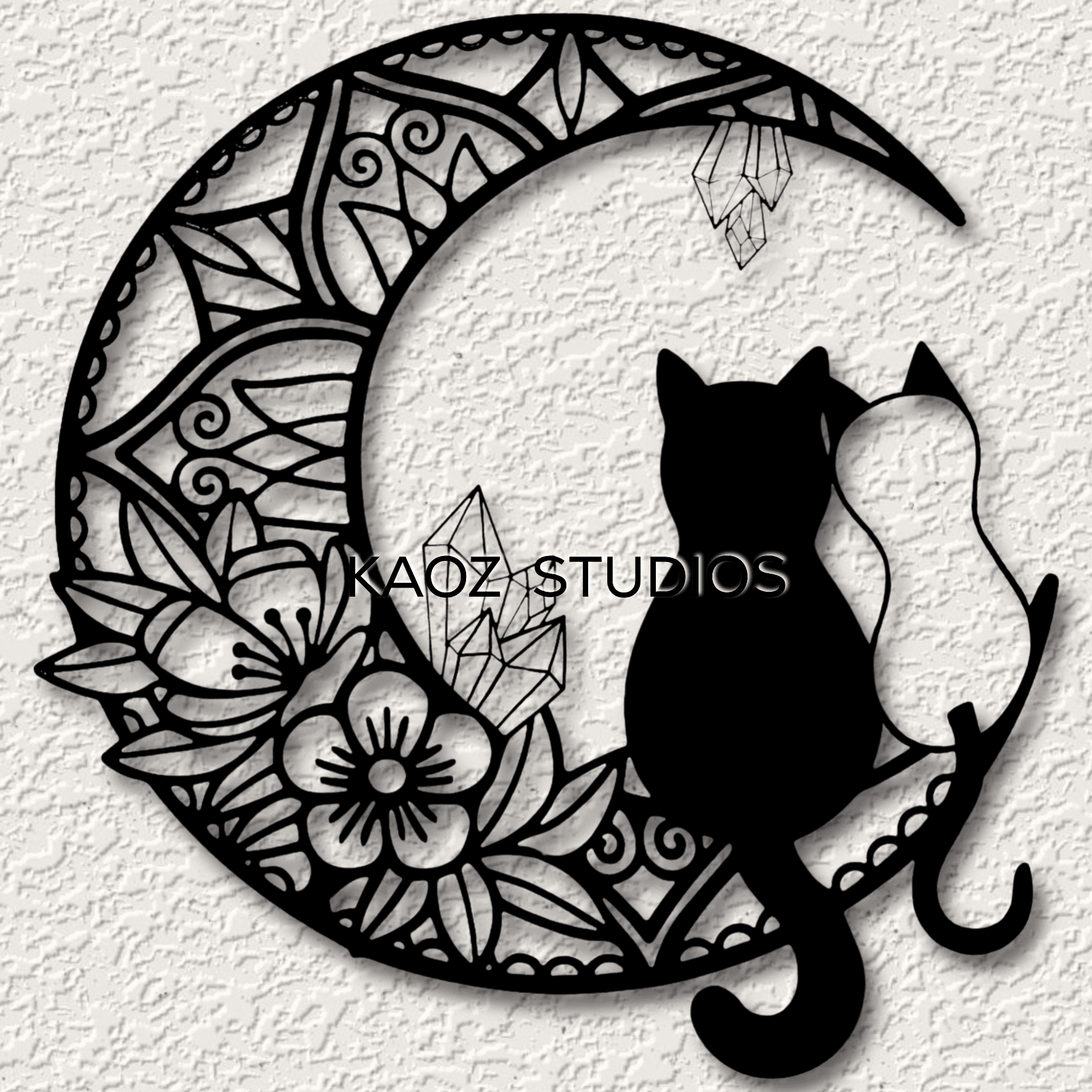 cats on the moon wall art mandala cats wall decor cosmos decoration 3d model