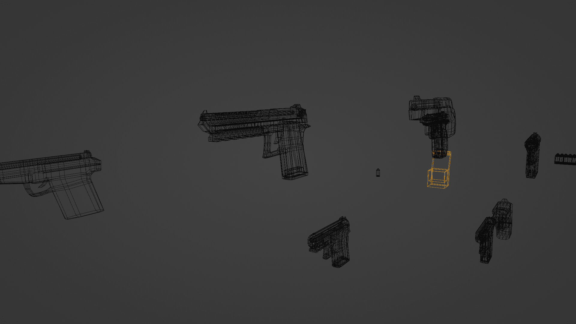8 LOWPOLY MODER ERA PISTOLS 3d model
