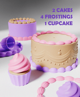 Cakes & Cupcake Set 3d model