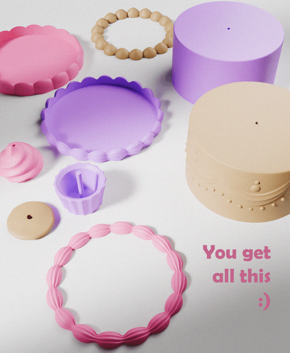 Cakes & Cupcake Set 3d model
