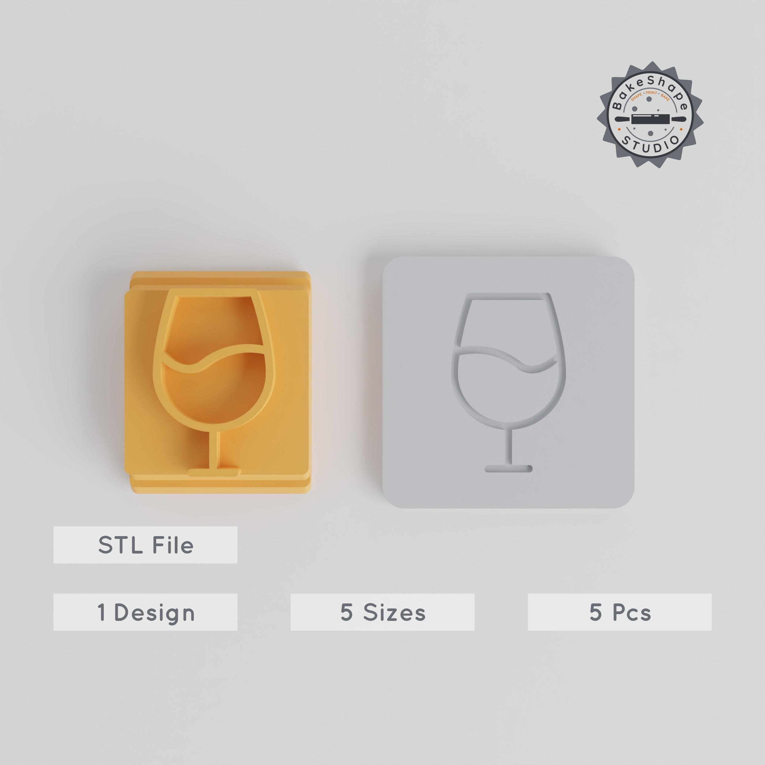 Cocktail Stamp Tile Set, 5 Sizes (20-40mm), Perfect for Clay, Cookies & Fondant, Party Drink Glass Motif, Instant 3D Printables PRODUCT_4633 3d model