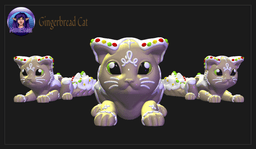 Gingerbread Cat & Bed 3d model