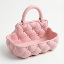 Quilted Vanity Catchall Basket | Soft-Form Sculptural Organizer with Handle 3d model