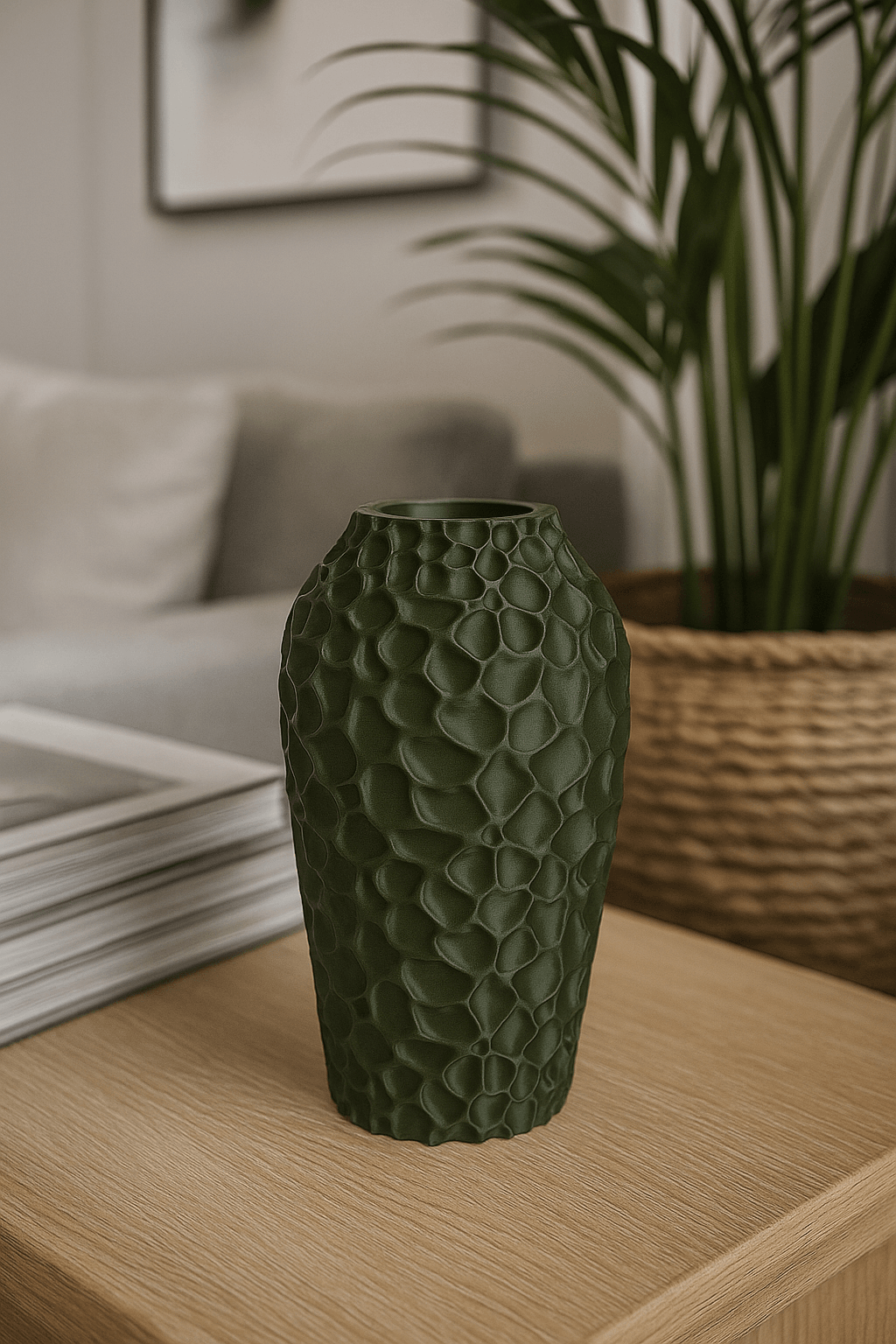 Stoneleaf Vase – Textured Minimalist Modern Decor 3d model