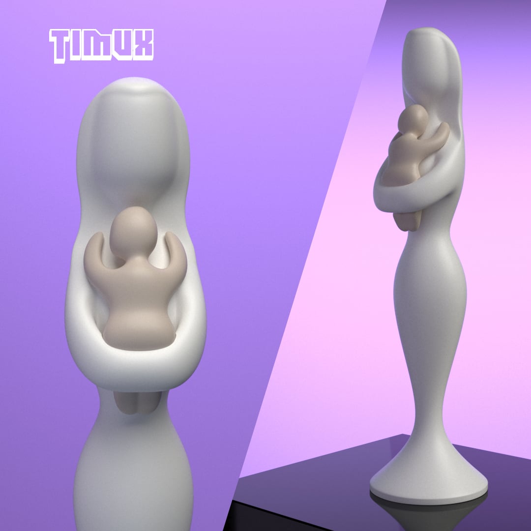 MOTHER AND SON SCULPTURE 3d model