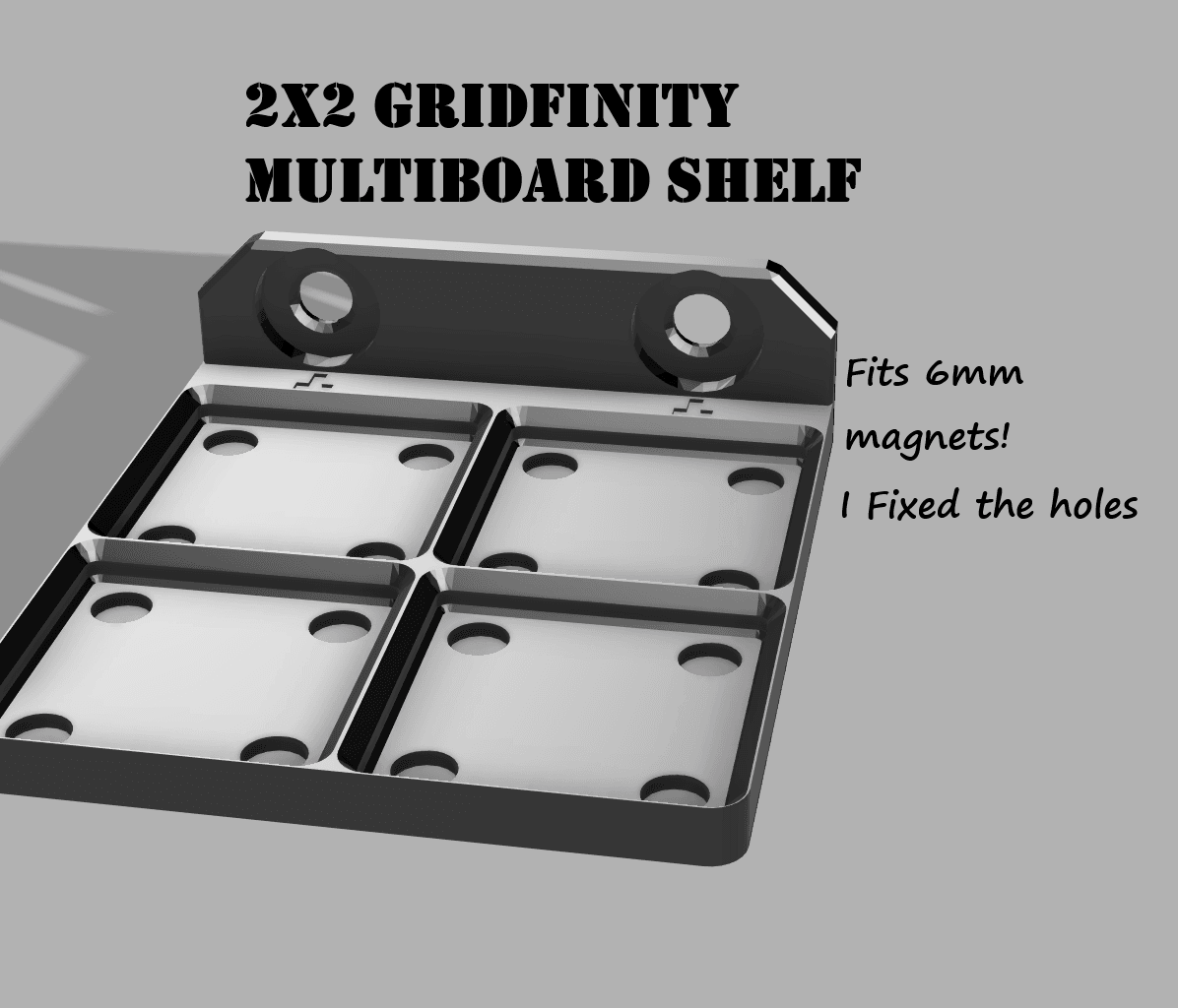 multibin gridfinity 2x2 remix for 6mm magnets 3d model