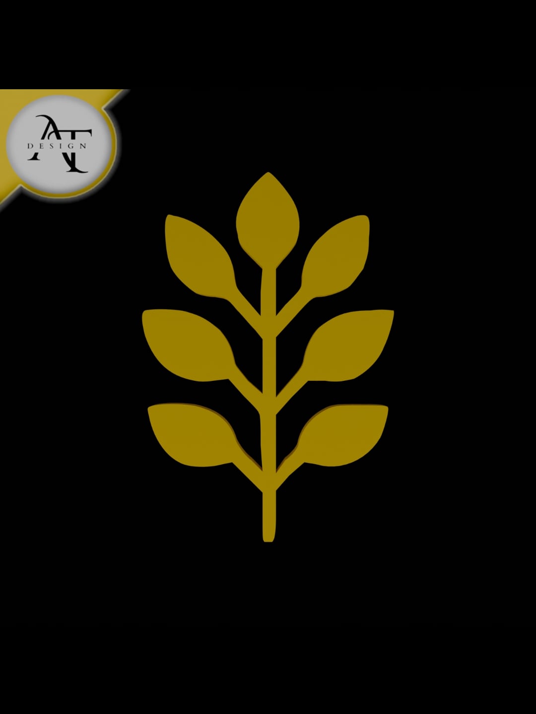 Simple Leaf Symbol - 2D Art 3d model