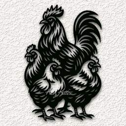 COUNTRY ROOSTER HENS WALL ART HOME DECOR 3d model