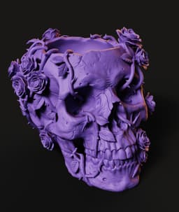 Rose Skull Planter STL | Gothic Decor 3D Print | Functional 3d model
