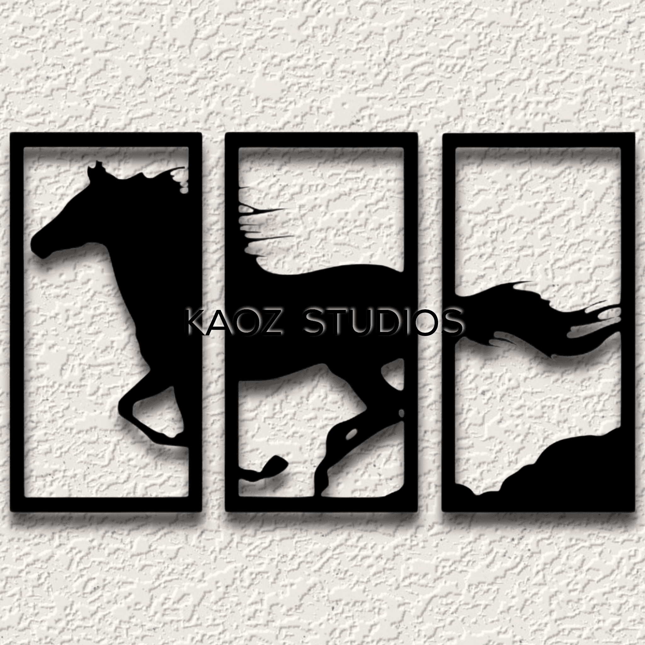 wild horse panel set wall art stallion wall decor country decoration 3d model