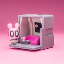 Space Blob Moxi - Mini Playset Art Toy with Modular Box 3d model