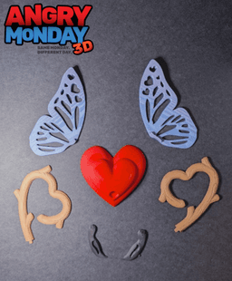 The Love Flutter: Heart-Branch Butterfly 3d model