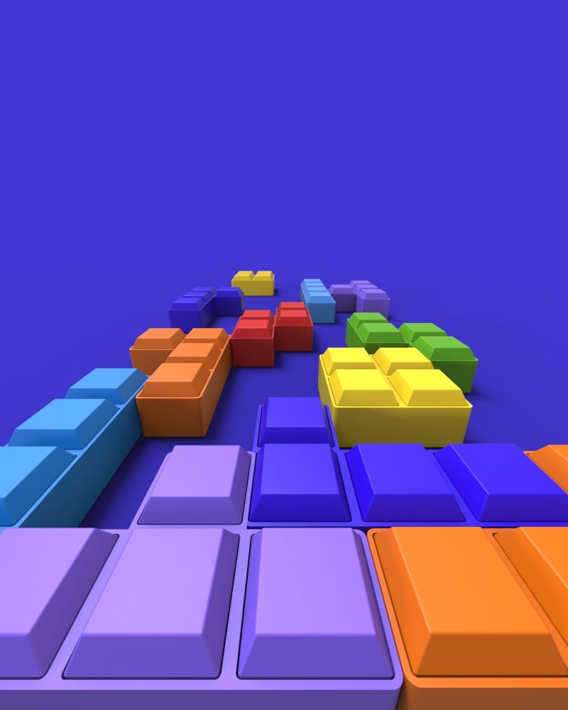 Tetris Blocks Fidget Clicker - Keychain 3d model