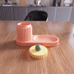 Fluted Desktop Organizer Set - Modern Desk Container with Lid 3d model
