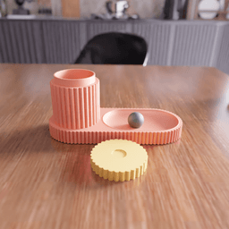 Fluted Desktop Organizer Set - Modern Desk Container with Lid 3d model
