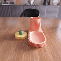 Fluted Desktop Organizer Set - Modern Desk Container with Lid 3d model