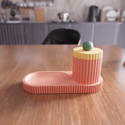 Fluted Desktop Organizer Set - Modern Desk Container with Lid 3d model