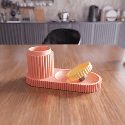 Fluted Desktop Organizer Set - Modern Desk Container with Lid 3d model