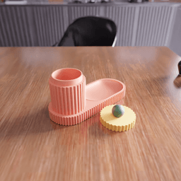 Fluted Desktop Organizer Set - Modern Desk Container with Lid 3d model
