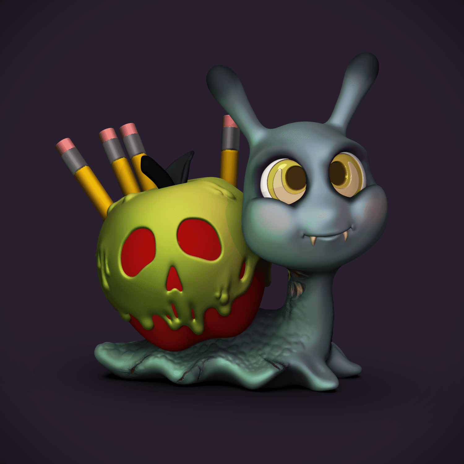 Apple Snail Pencil Holder- (Little Big Head Series) 3d model