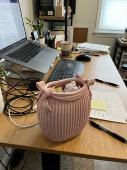 Coquette Aesthetic Desktop Mini Bin | Ribbed Bow Design 3d model