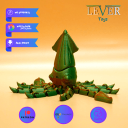 CUTE FLEXI SQUID (ARTICULATED) PRINT-IN-PLACE LEVER TOYS 3d model