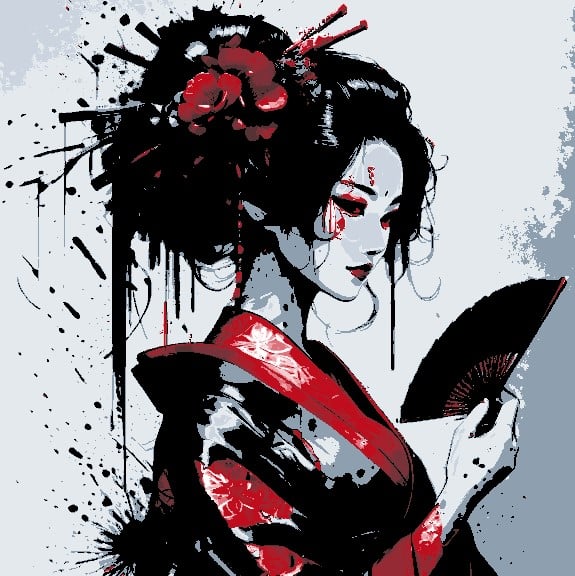 Beautiful Depictions of a Geisha - Hueforge wall art 3d model