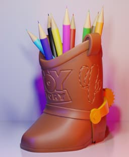 Woody Boot Pencil Holder 3d model