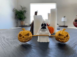 Deadlifting Spooky Ghost with Pumpkins 3d model