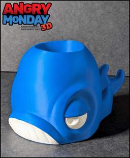 Grumpy Whale Pen Holder | 3D Printable Desk Organizer STL 3d model