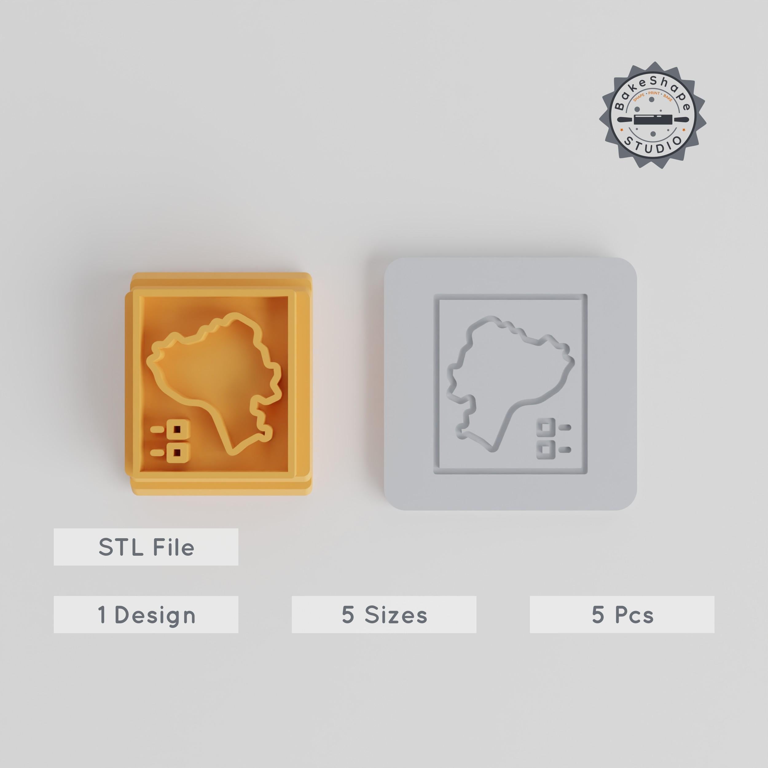 Map Stamp Tile Set, 5 Sizes, Perfect for Clay, Cookie, Fondant Decoration PRODUCT_5525 3d model