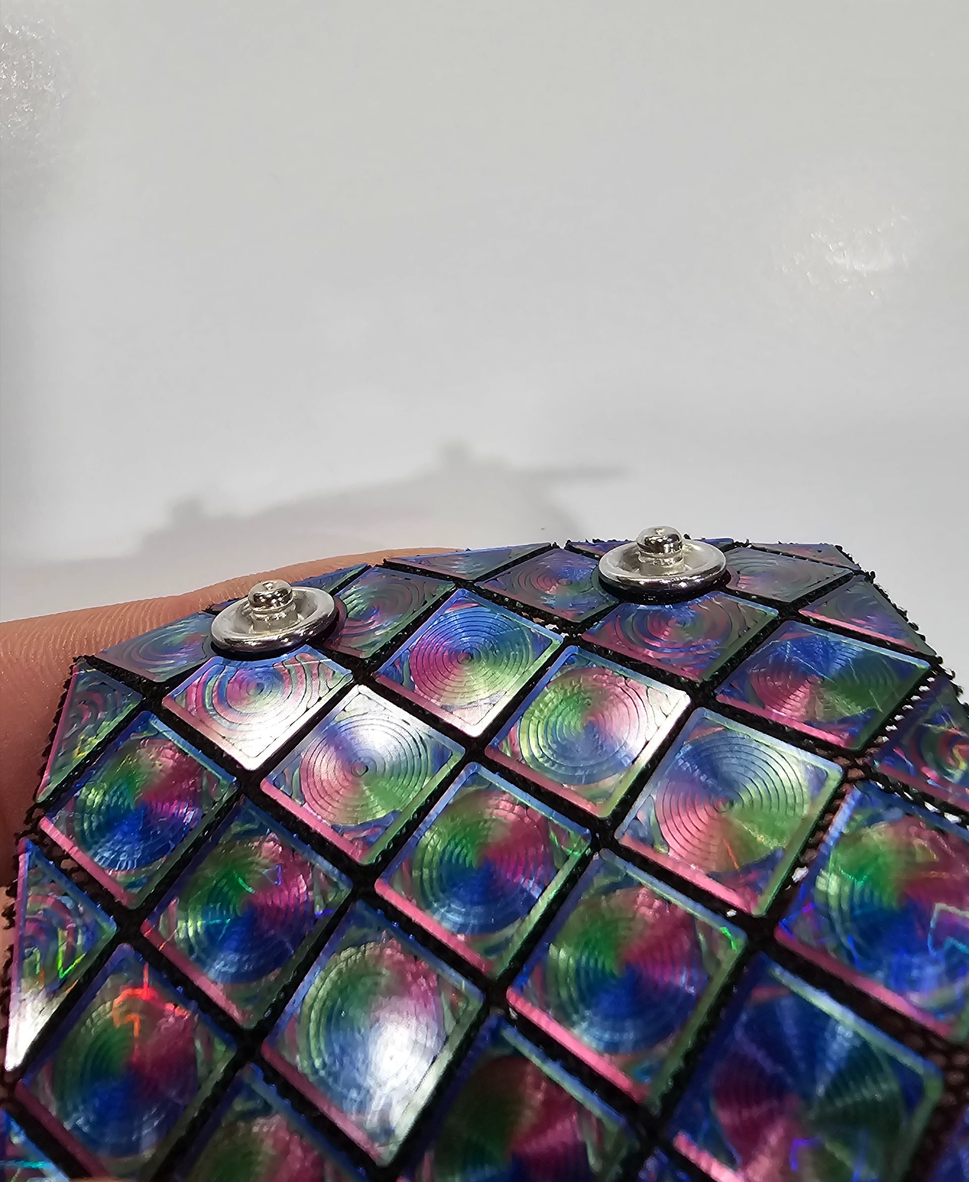 Diamond patterned cuffs - snap fastened - two male snap fasteners oriented towards finished surface - 3d model