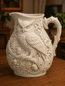 Ivory Owl Acorn Pitcher Vase 3d model