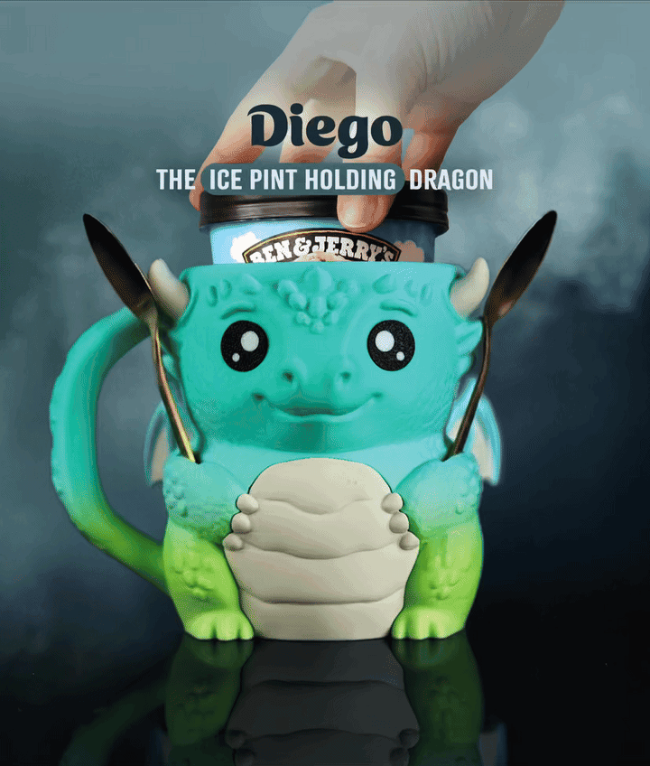 Diego, the Ice Pint Holding Dragon 3d model
