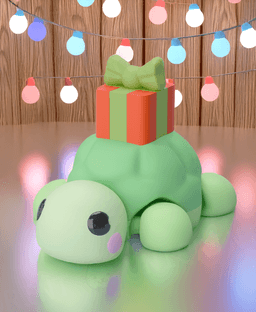 Flexi Xmas Turtle Keychain (Single Color) 3d model