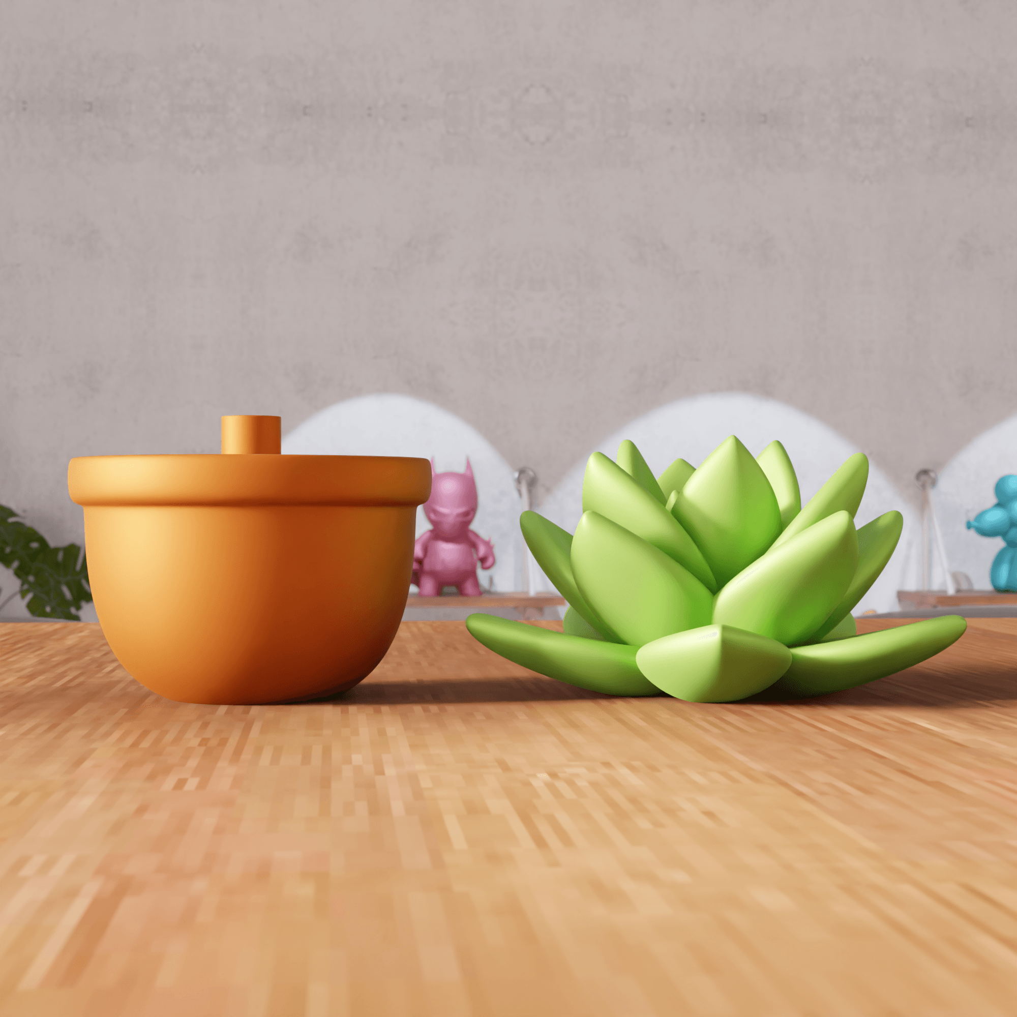 Succulent Planter Desk Sculpture 3d model