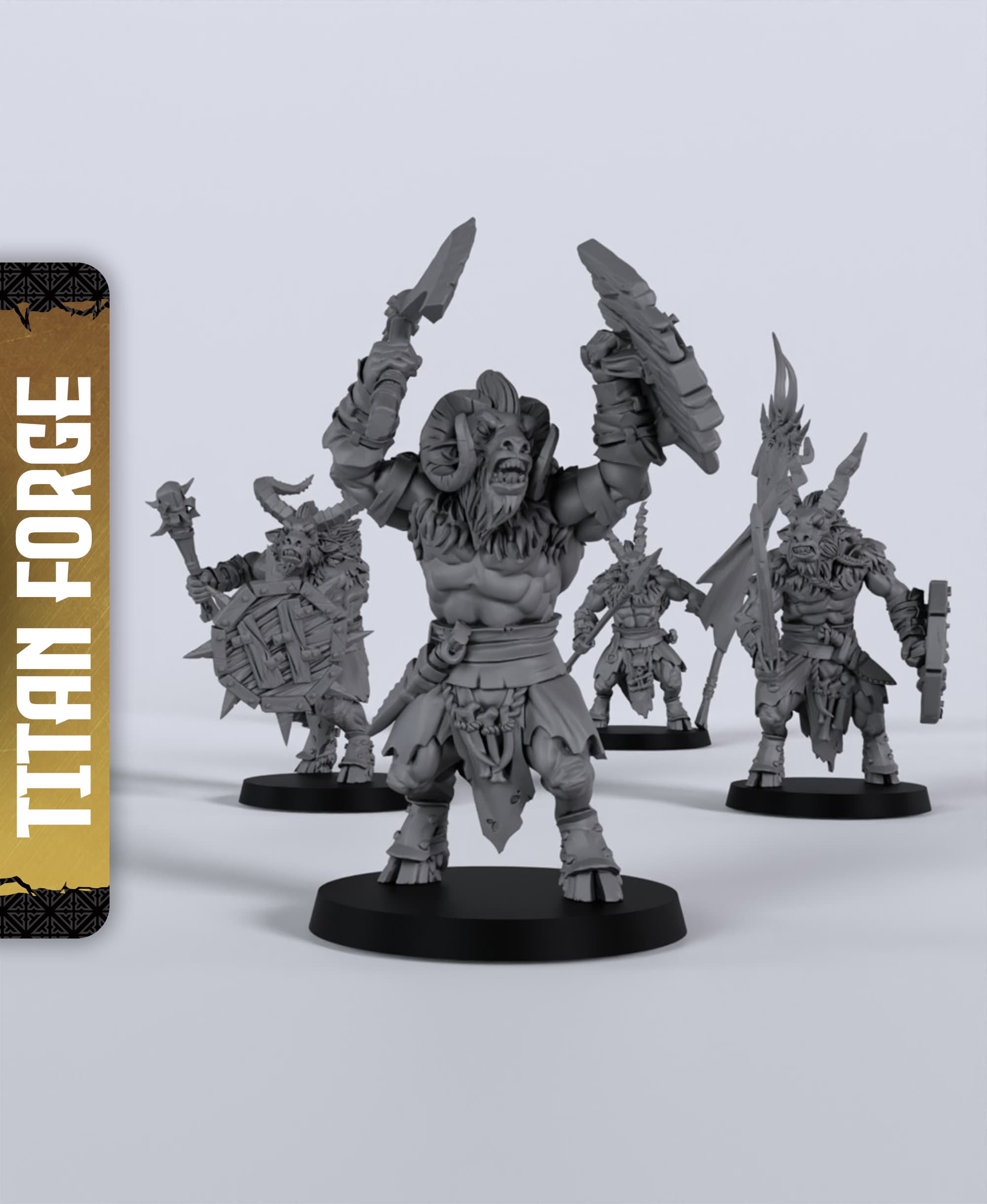 Goatmen Unit - With Free Dragon - 5e DnD Inspired for RPG and Wargamers 3d model
