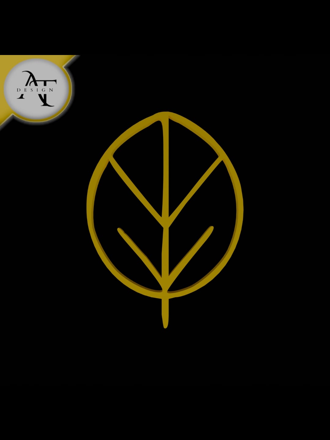 Simple Leaf Symbol - 2D Art 3d model