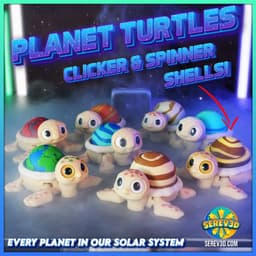 Planet Turtle Flexi Pack - Clicker & Spinner Shell Fidget Toys, Keychain Turtles STL/3MF 3d model
