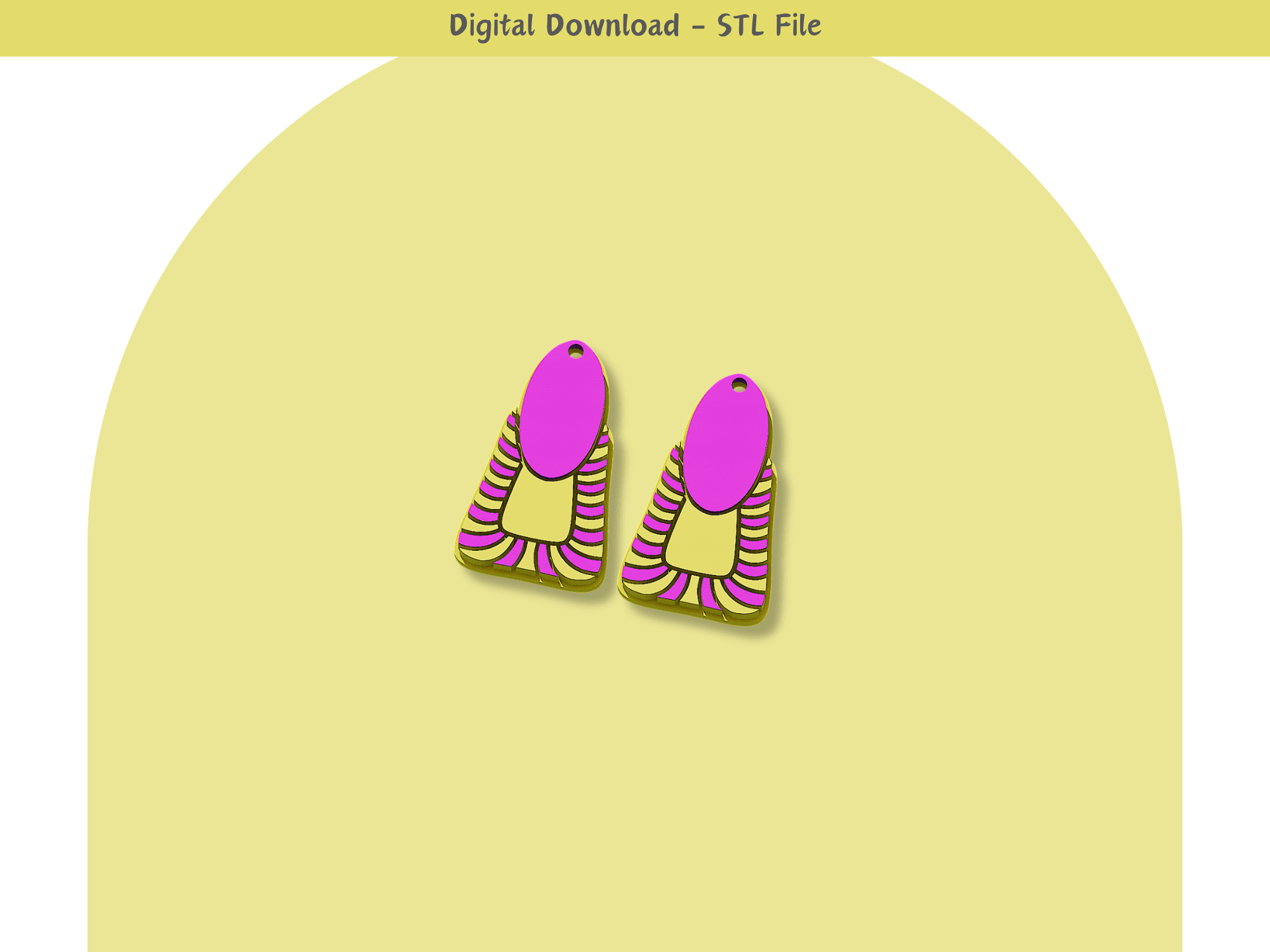 Tribal style earrings 01 3d model