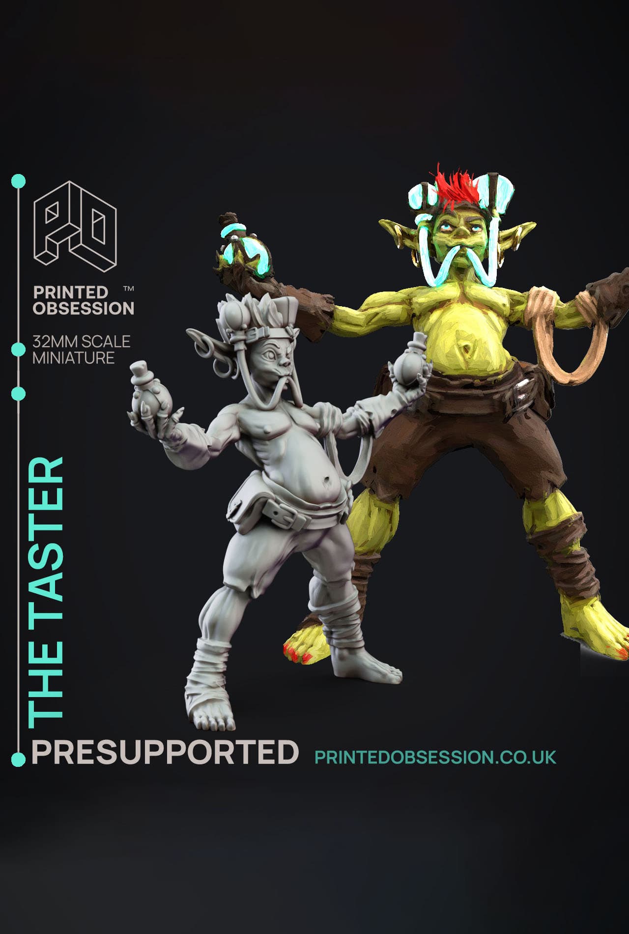 The Taster - Goblin Brewers - PRESUPPORTED - Illustrated and Stats - 32mm scale 3d model