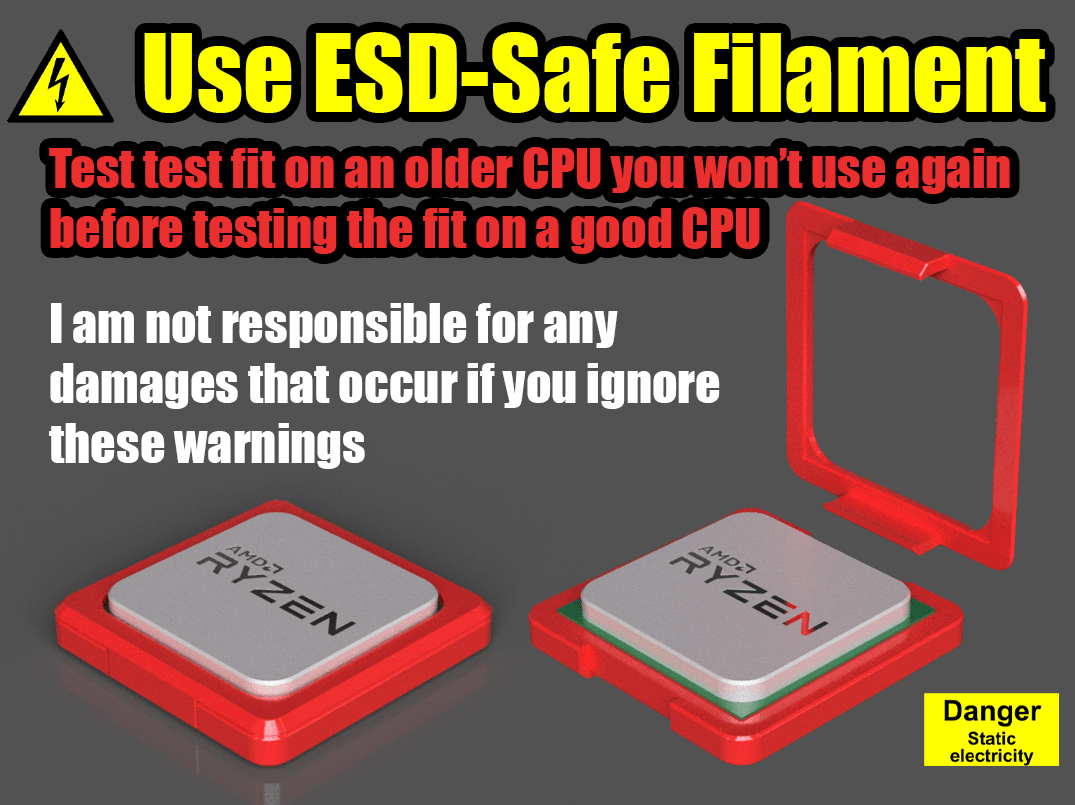 AM4 CPU Clam Shell (ESD Safe Filament) 3d model