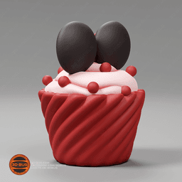 Cupcake in Minnie Mouse style 3d model
