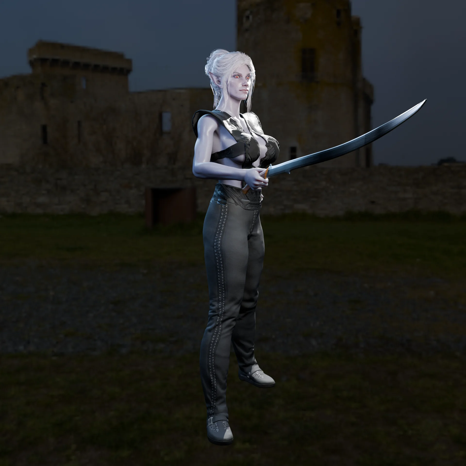 Drow-Inspired Elf Warrior Woman v2.0 3d model