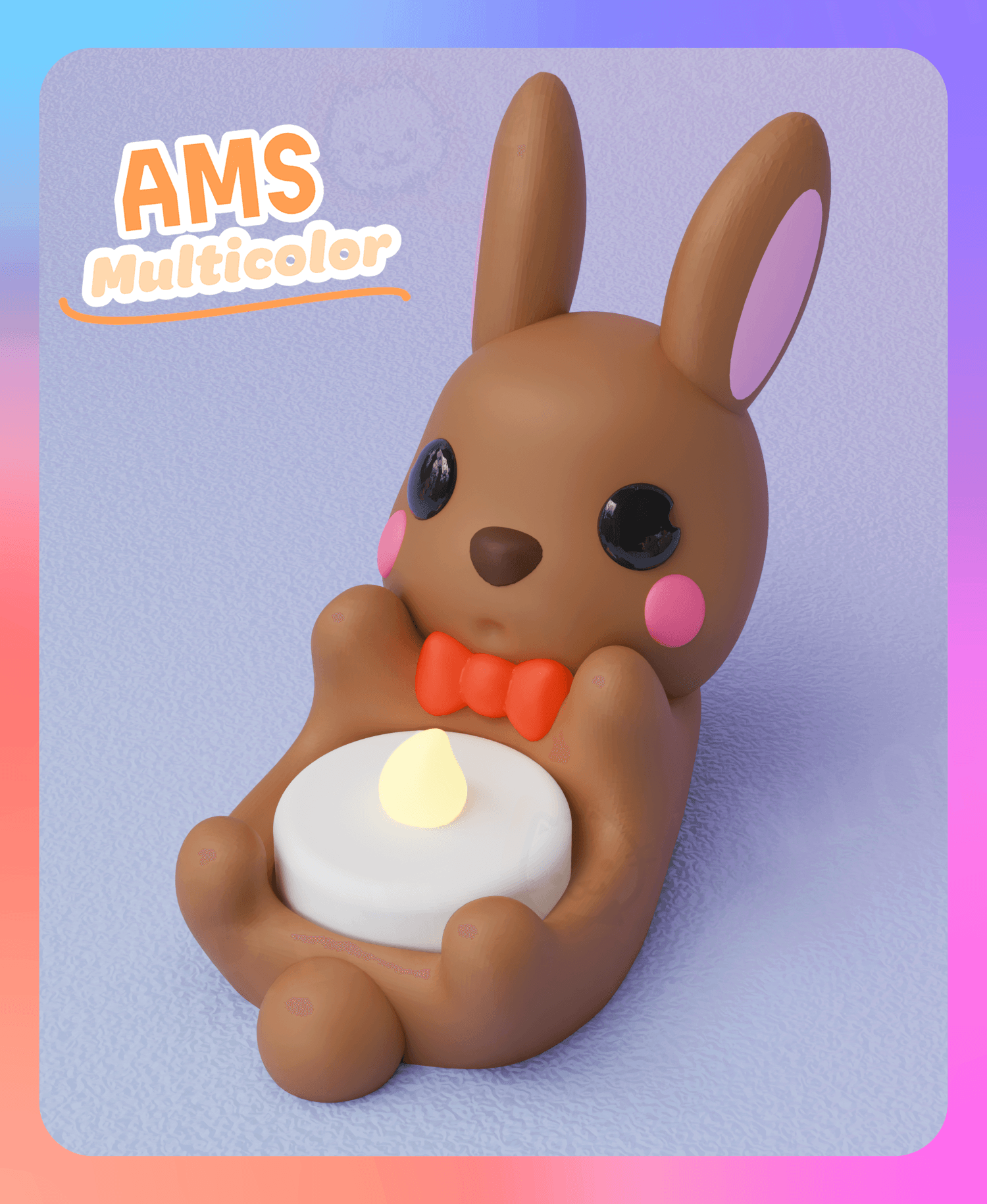 Bunny LED Tea Lights Flameless Candles Holder (Multicolor) 3d model