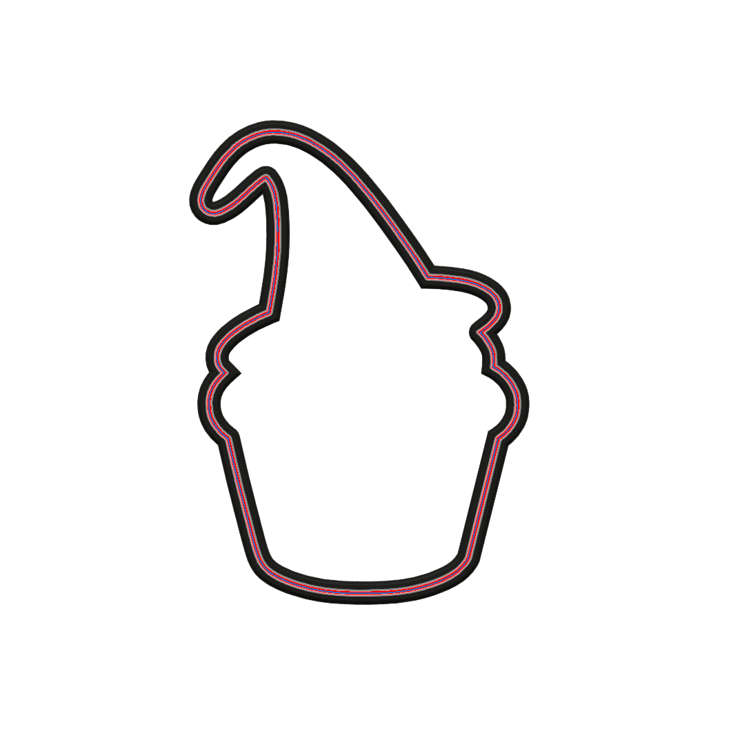 Cupcake with Witch Hat Cookie Cutter STL File - 4 inches 3d model