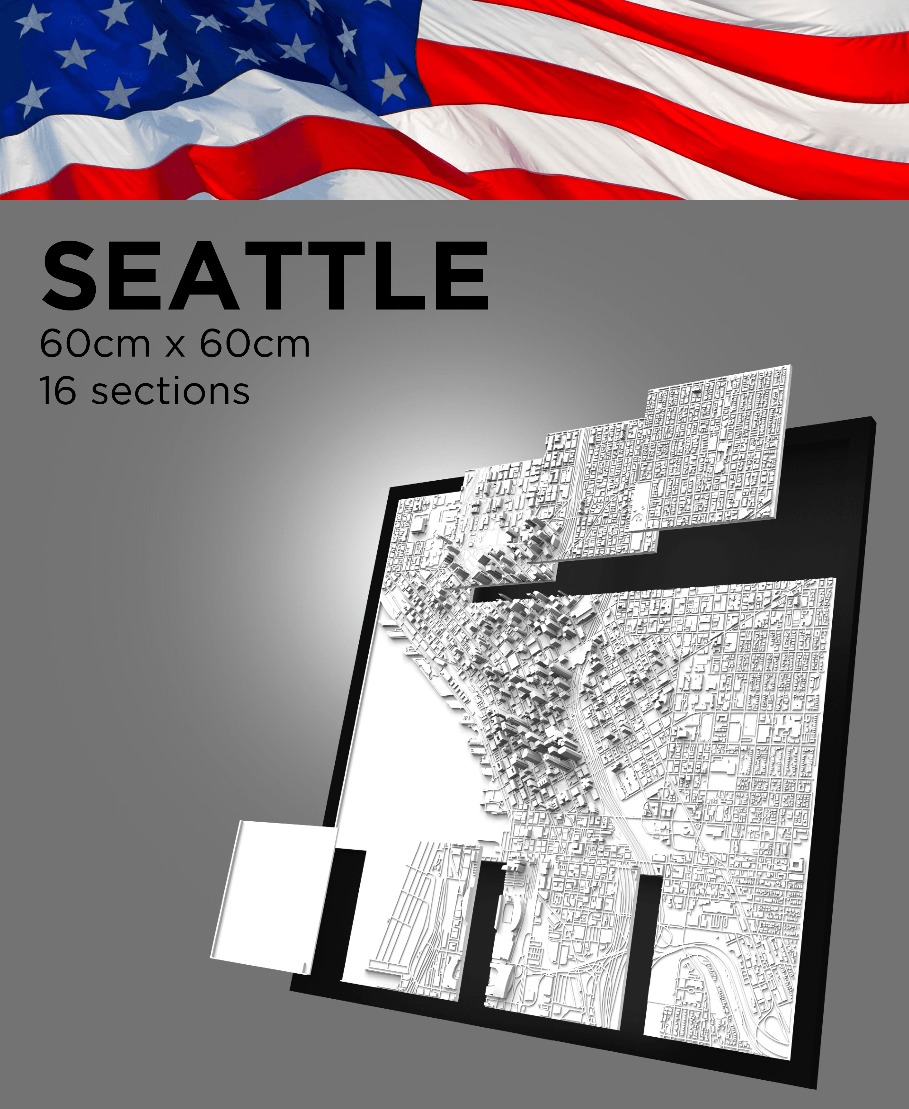 SEATTLE, Skyline 3d map 3d model